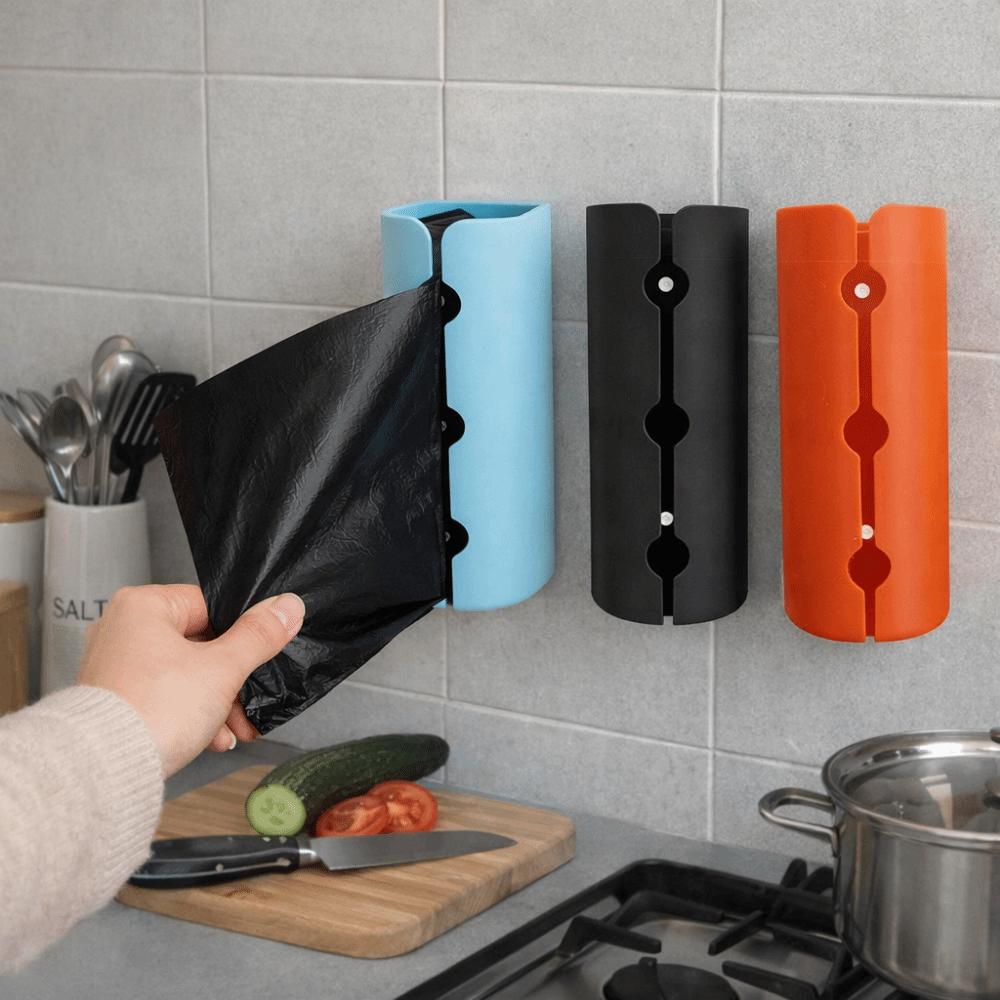 Durable Plastic Trash Bags Storage Box Large Capacity Wall Mounted Garbage Bag Dispenser Space Saving Grocery Bag Holder Kitchen
