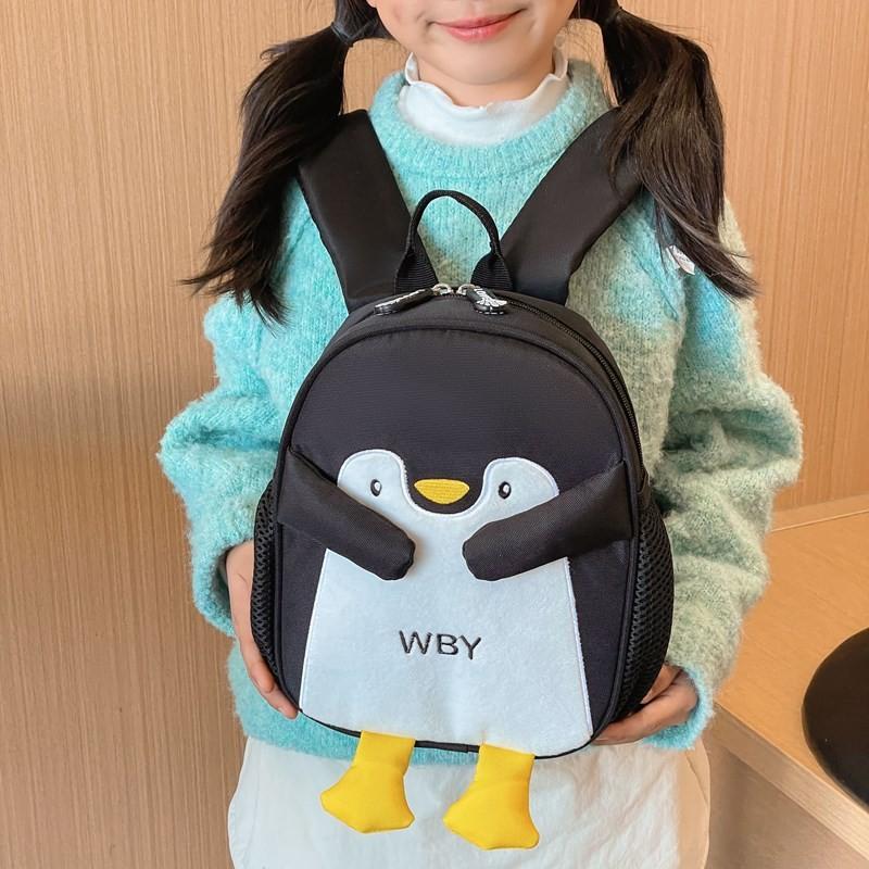 Alphabet Cute Embroidery Cartoon Penguin Children Backpack For Kindergarten