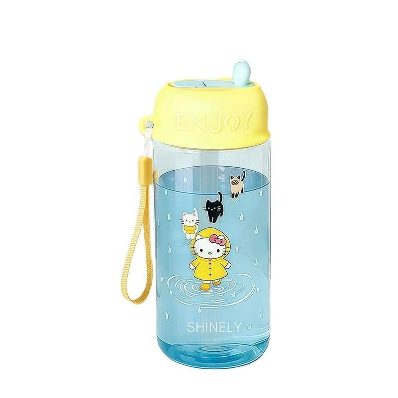 Water bottle water cup 1011 cute cartoon children straw cup girl Kitty small summer portable cup