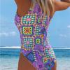 1011 Slanted Shoulder Single Shoulder Design Printed One-piece Swimsuit European and American Sexy One-piece Swimsuit