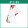 Street Style Wrinkled Cotton Long Sleeve Shirt For Women With Button Closure