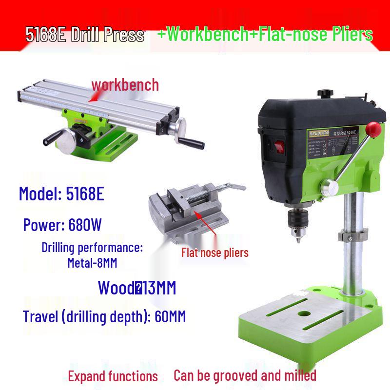 Compact Multi-Functional Precision Bench Drill for Woodworking and Crafts