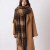 Mohair Plaid Wool Scarf Plush Long Shawl Elegant Winter Cashmere Scarves  Autumn Winter