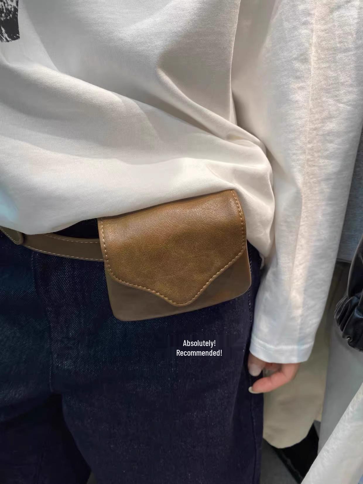 

Корейская мини-поясная сумка Eonni с кошельком для монет и держателем для ключей. чёрный