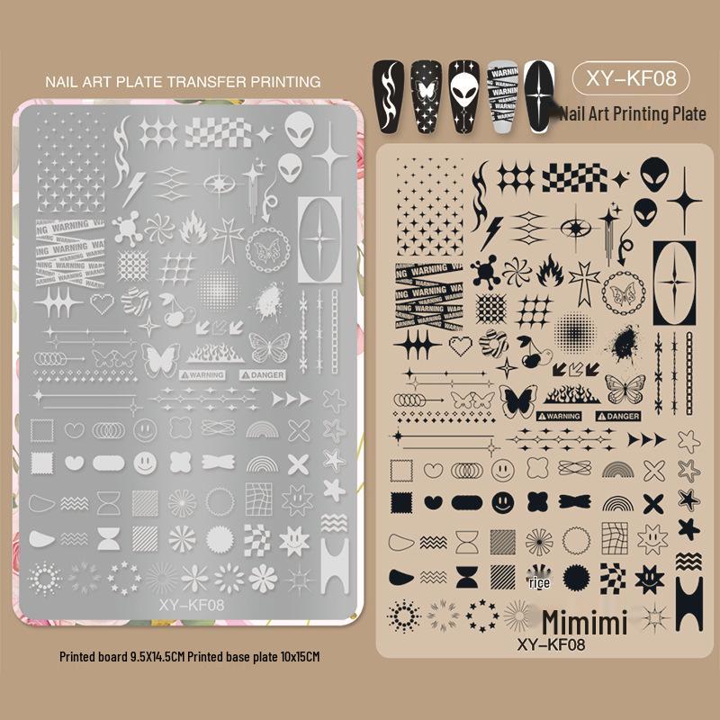 New Style Cross-Border Nail Art Stamping Template: Floral, Lace & Plaid Designs