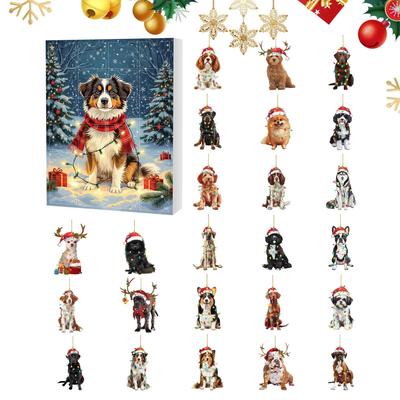 Christmas Countdown Dog 2D Acrylic Pendant 24 Days Calendar Ornament for Teens Holiday Kids Seasonal Halloween Thanksgiving