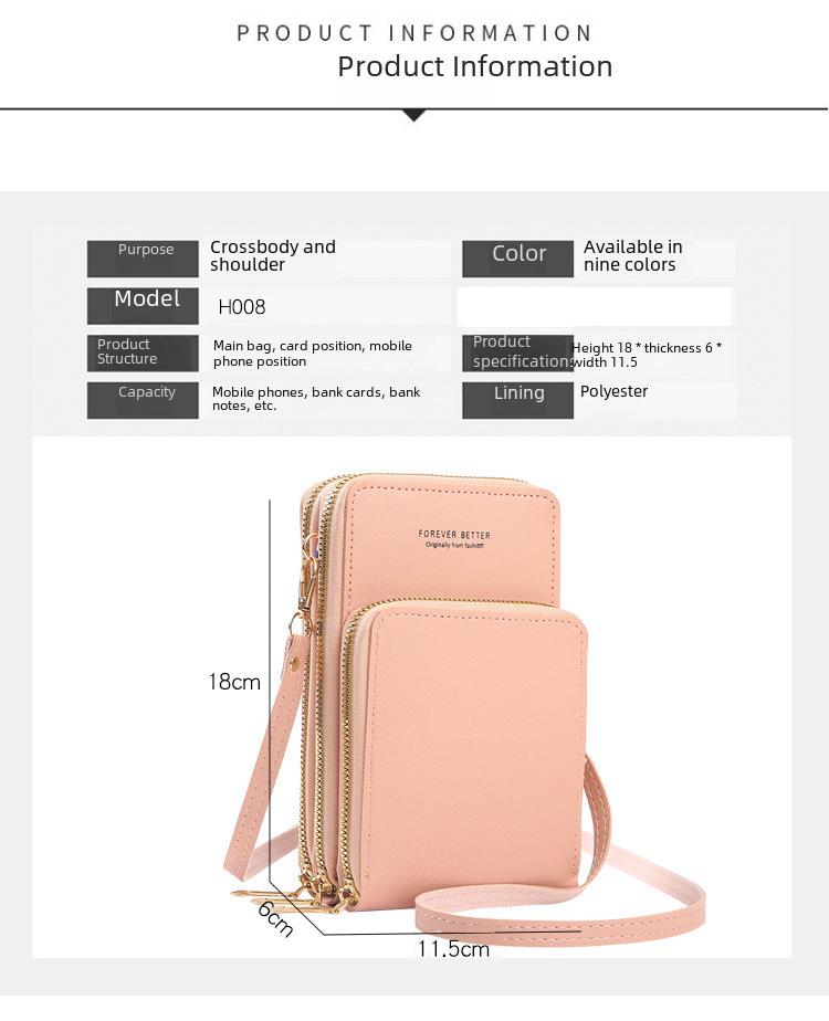 2025 Large-Capacity Multifunctional Solid Color Touchscreen Crossbody Phone Bag for Women