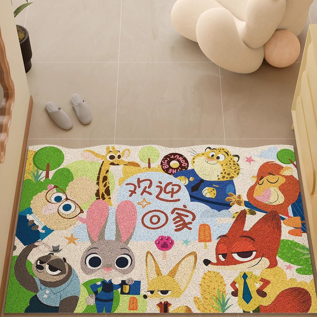 Cartoon Crazy Animal City Floor Mat Door Mat Outdoor Door Mat Door Scrape Mud Foot Mat Judynix Circle Floor Mat