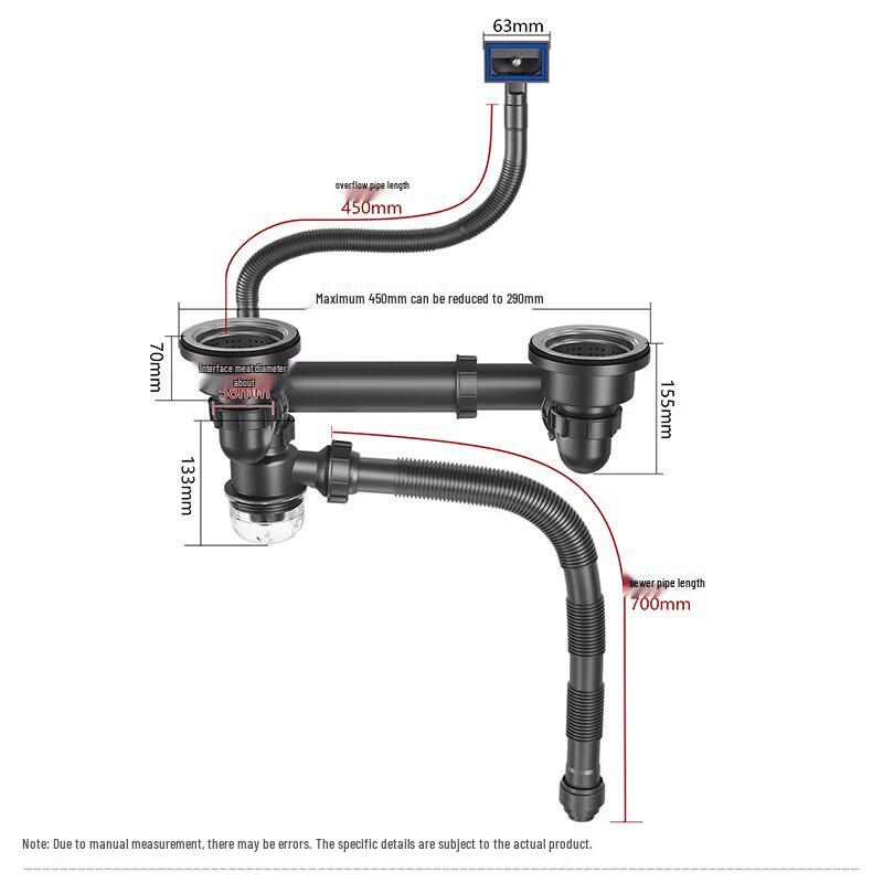 Kitchen Sink Double Drain Pipe Kit