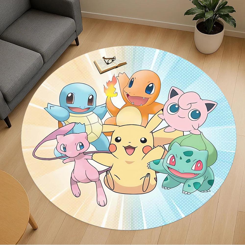 1pc Pokemon Characters Round Chair mat Area Rug - Non-Slip, Floor Mat for Office, Bedroom, home decor Christmas Gift p0811247