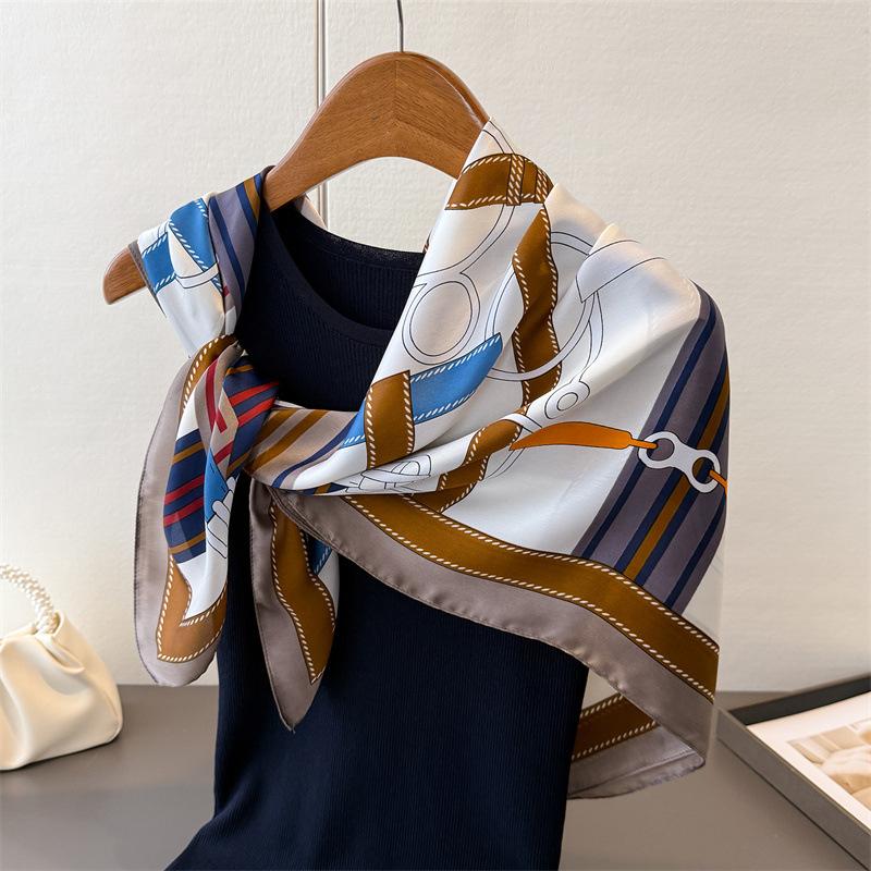 

Equestrian Satin Imitation Silk Printing Large Square Scarf Silk Scarf Shawl Headscarf Neck Protection Scarf Decorative Women S Scarf 90*90cm