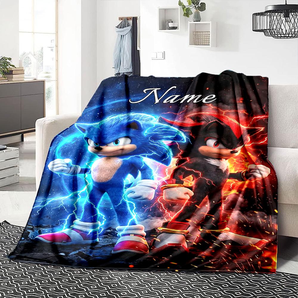 Custom Name Sonic Adventure Sonic Hedgehog Party Blanket For Couch Bed Plush Cozy Fuzzy Blanket Super Soft Warm Blankets For Fall And Winter 0916237