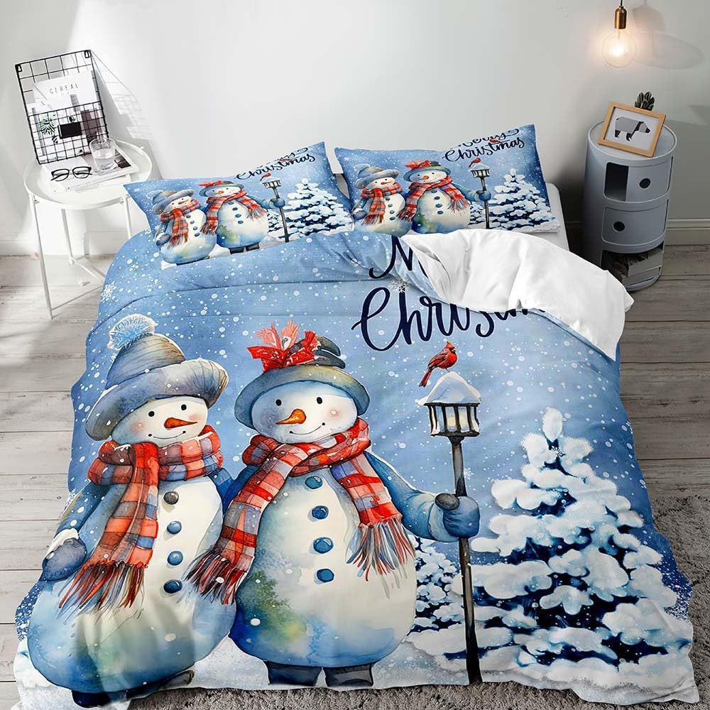 Fun Black Santa Three-Piece Quilt Cover Digital Printing Bedding Set Bed Cover