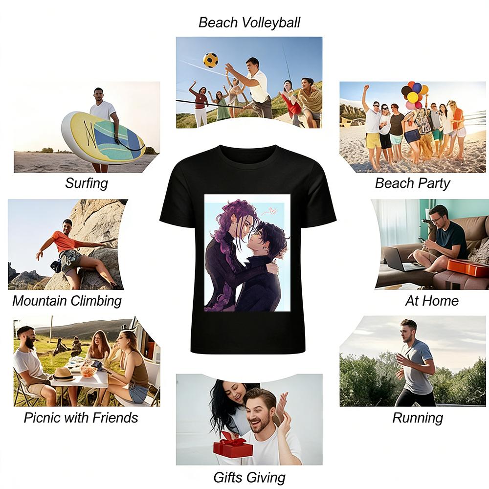 Dark Style CP Doujin Print Long Sleeve Top Niche Cool Anime Couple Loose Casual Base Shirt Pure Cotton T-shirt