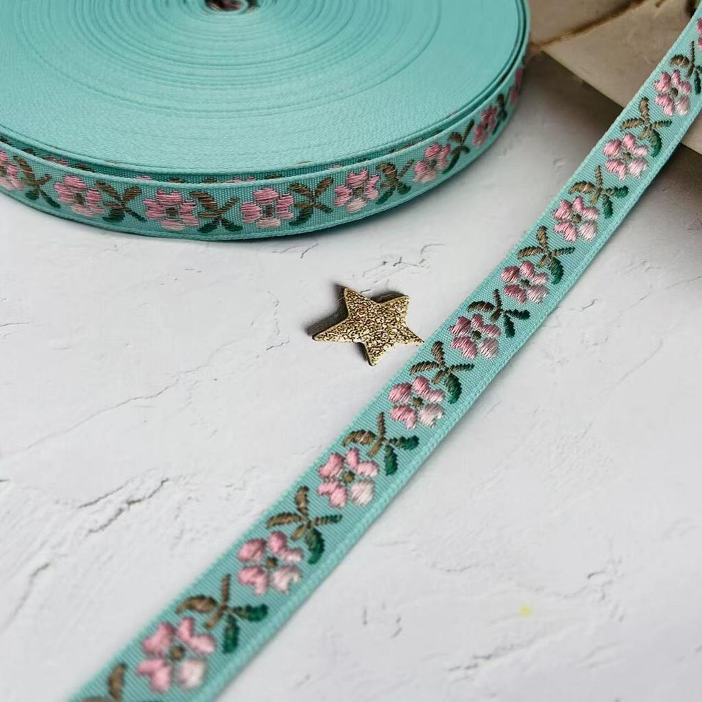 1.2Cm Ethnic Style Small Flower Jacquard Webbing Festival Decorative Ribbon Jewelry Clothing Luggage Accessories