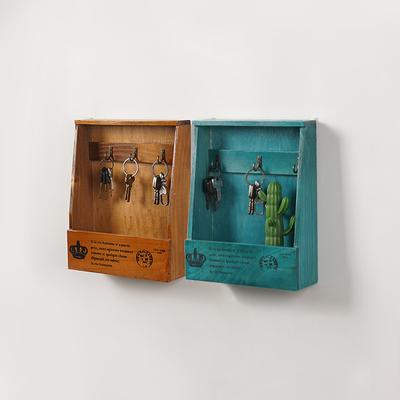 Caja de almacenamiento de llaves de madera vintage para colgar en la pared, puerta, sala de estar, estatua creativa, decoración de acabado para el hogar, porche, almacenamiento de llaves, caja organizadora de llaves