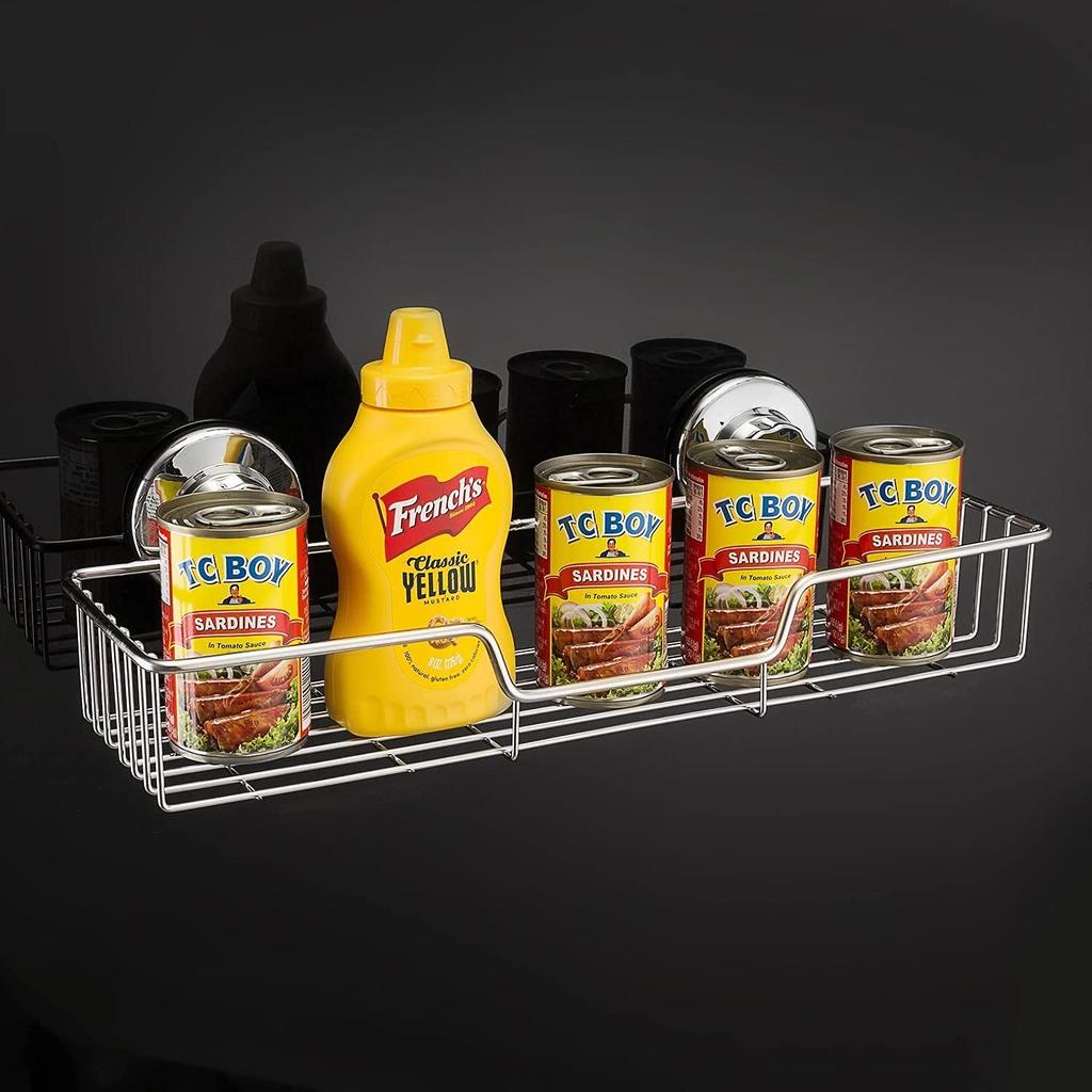 SANNO Shampoo Shower Bathroom Shampoo Wall Mounted Storage Wire Vacuum Strong Suction Set of Stainless Steel 2 Rack, Rack, Rack, Holder, Rack, Basket,