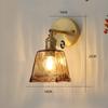 Nordic Style Retro Japanese Style Brass Glass Wall Lamp Home Bar Restaurant Bedroom Bedside Lamp Creative Personality Wall Lamp