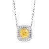 Luxury New Necklace, Copper Inlaid Pillow-shaped 6 * 6 Ice Flower Yellow Diamond Necklace, Fashionable Women's Collarbone Chain
