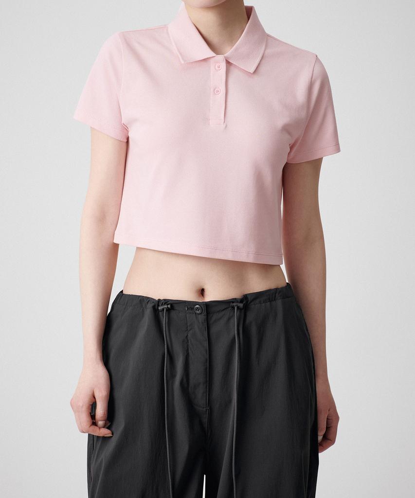 MUSINSA STANDARD WOMAN [Cooltandard] Women'S Crop Pique Polo Shirt [Pink]