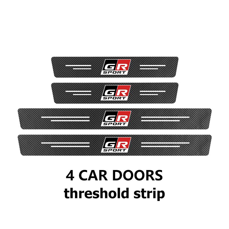 Car Interior Door Sill Strip Carbon Anti-Scratch Protector Sticker For Toyota Crown Land Cruiser RAV4 Camry Yaris Corolla Prius