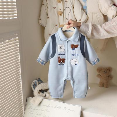 Cozy Winter Fleece-Lined Baby Romper - Cotton Onesie for Boys & Girls