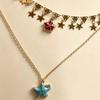Double Layer Star Necklace: Women's Summer Clavicle Chain with Red and Blue Five-Pointed Stars