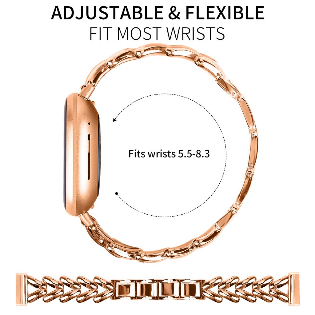 Zinc Alloy Watch Band for Fitbit Versa 3/Sense Twisted Metal Watch Strap Replacement