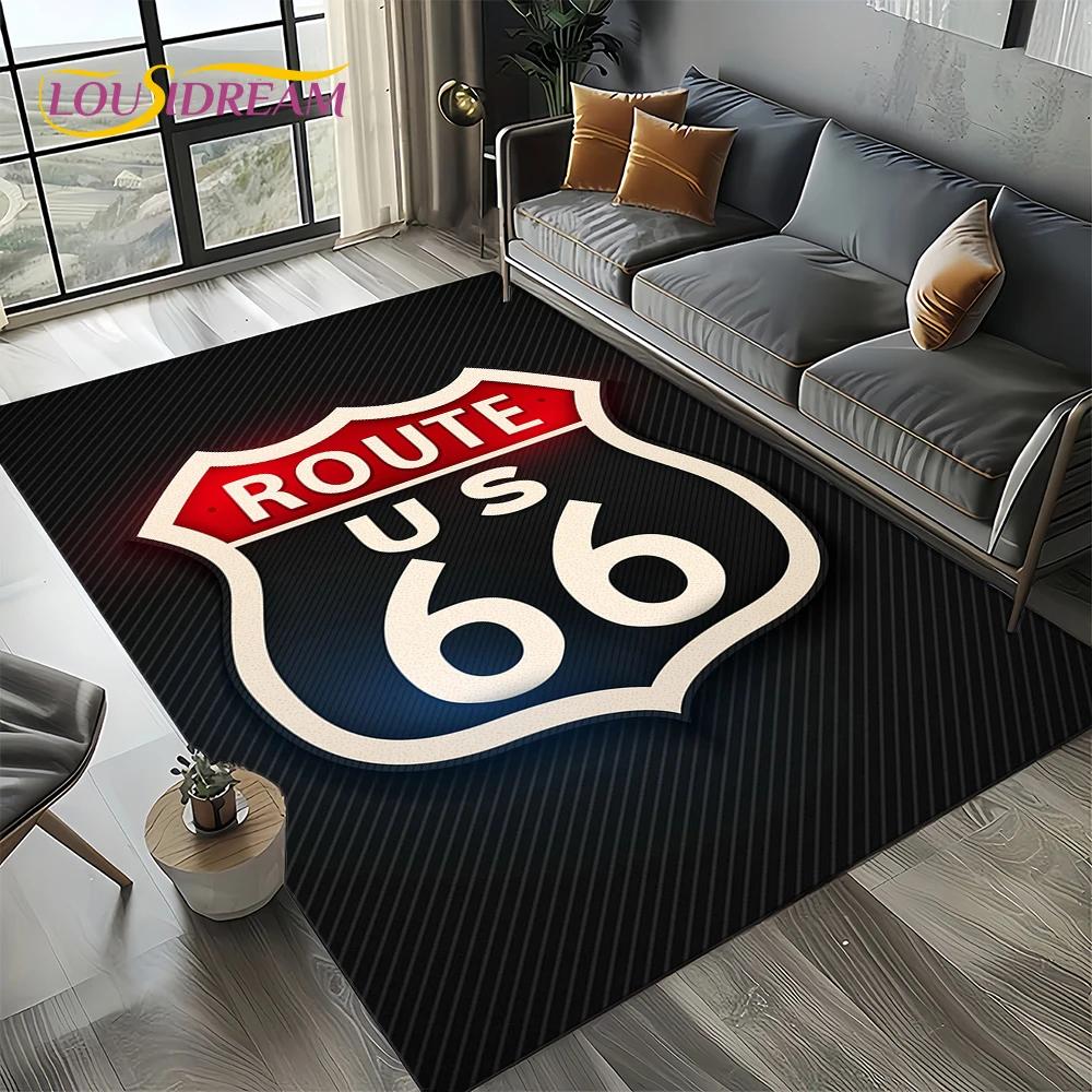 Route 66 Retro America Historic Mother Road,mãe EstradaCarpet Rug for Living Room Bedroom Home Sofa,Area Rug Non-slip Floor Mat