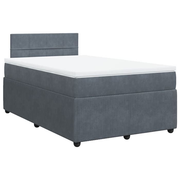 VidaXL Bed Slatted Base and Mattress Dark Grey 120x190cm Velvet 3287687