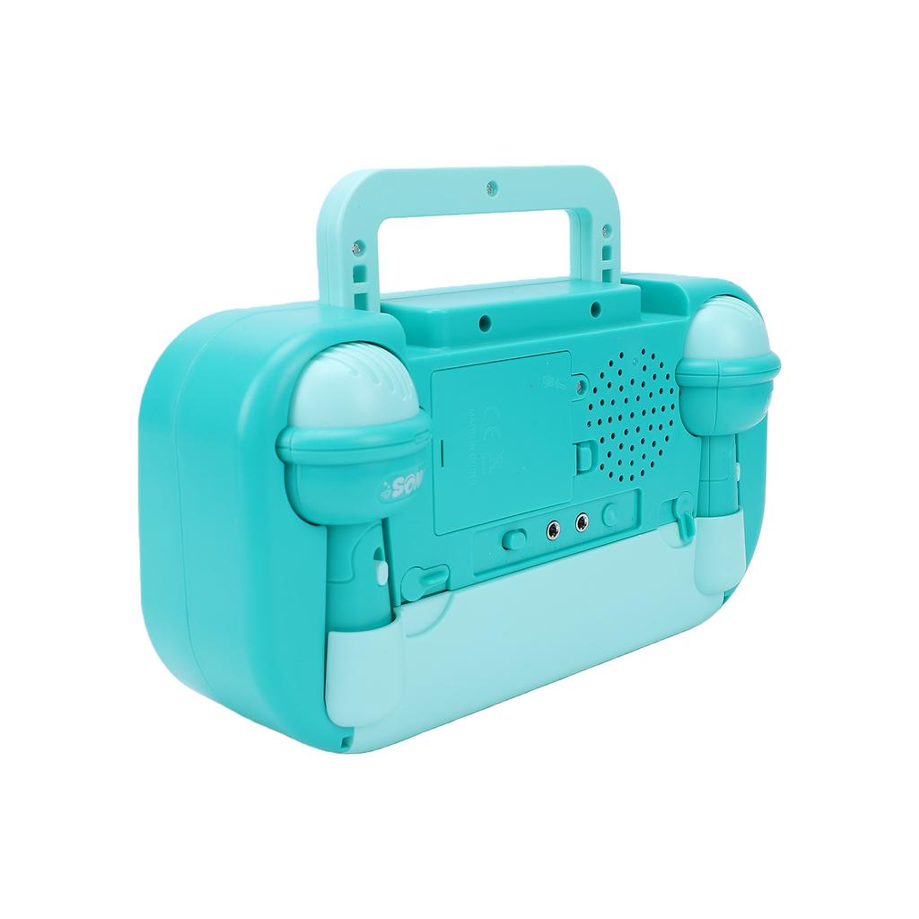 Wireless Kids BT Karaoke Machine with 2 Microphones Portable Singing Speaker Handles Easy Storage Music Toy for Boys