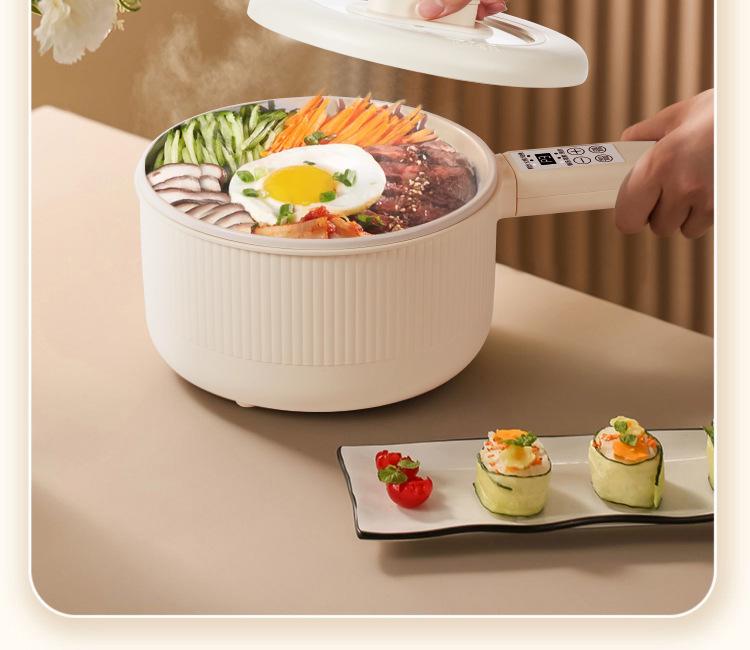 Aishimma 2L Multi-Function Mini Electric Cooker for 1-3 People: Perfect for Dorms, Boiling, Braising, and Cooking Rice Noodles.