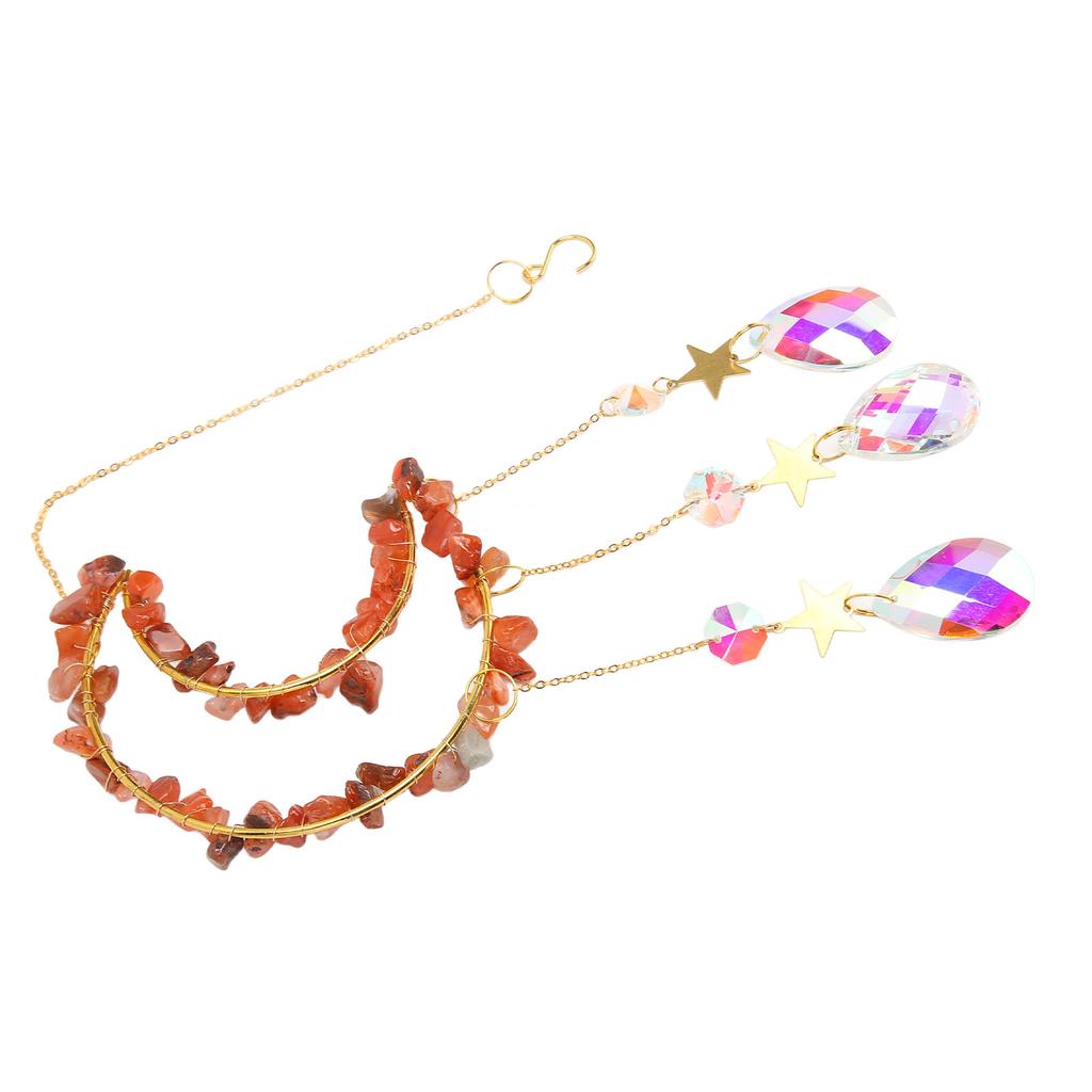 Måne Vindspel Ljus Kristall Hängande Hänge Fönsterdekoration för Hem Trädgård Fest Bröllop Förlovning