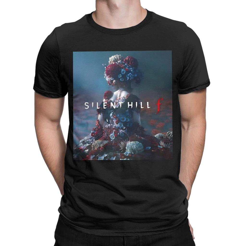 Printed Silent Hill F Beauty and Horror T-Shirt Men 100%Cotton Short Sleeve O-neck Summer Clothes