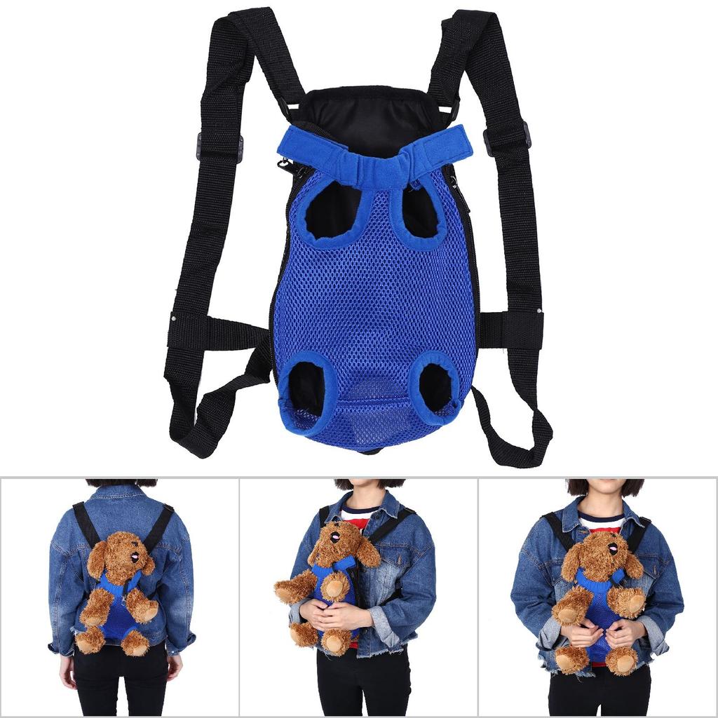 Fashionable Durable Pet Five Holes Backpack Front Chest Tote Carrier Net Bag(Dark Blue S)