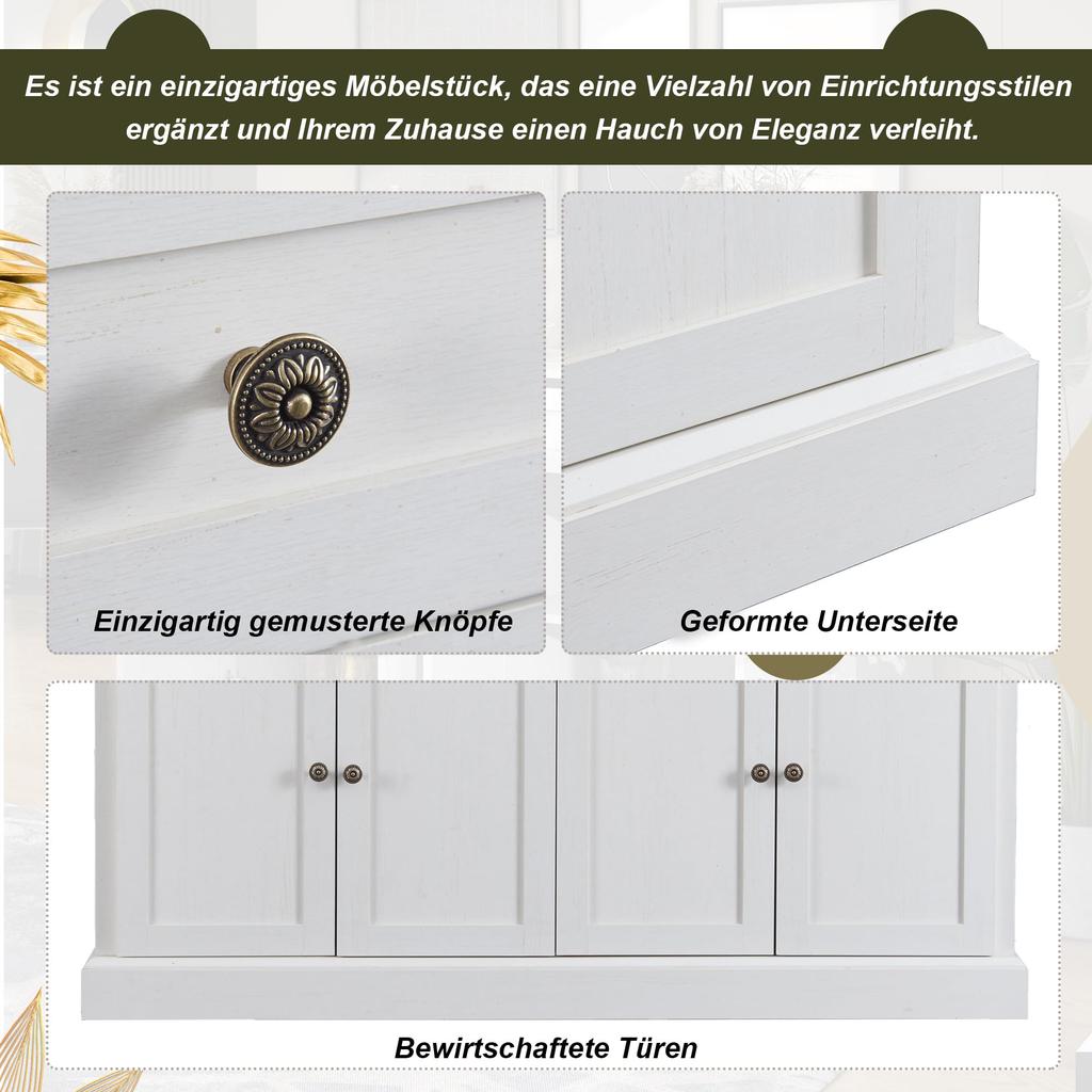 Sideboard Kommode mit 4 Türen und 2 Schubladen, moderner Buffetschrank mit viel Stauraum, Verstellbares Regal