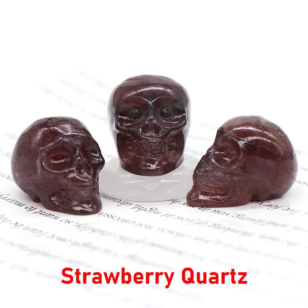 Natural Crystal Skull Ghost Head Statue Rose Quartz Stone Reiki Collectible Diy Gem Carved Spiritual Wicca Home Decor Gift 30Mm