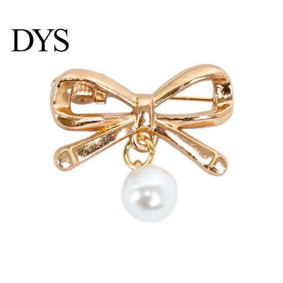 Solid Metal Brooch Pin, Bow Shape Alloy Lapel Pin with Imitation Pearl, Electroplating Anti-Oxidation Badge for Coats Shirts Bags Daily Wear