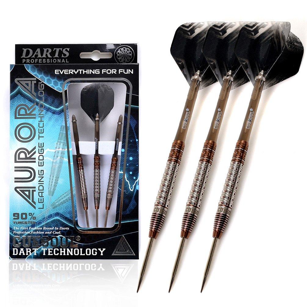 Cuesoul AURORA SERIES 23g Steel Tip 90% Tungsten Darts Brown Titanium Nitride Coating Set J3107 Length 50.1mm Max Dia 6.9mm 2BA Crystal Brown Shafts