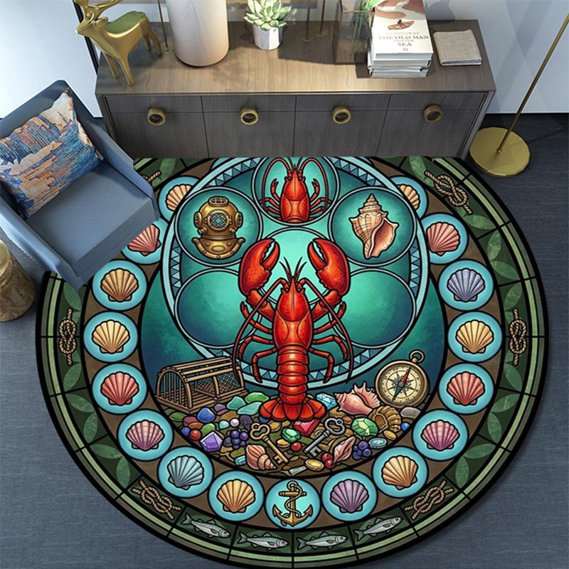 Oceanic Glass Round Area Rug Under Office Chairs Bedroom Living Room Home Decor