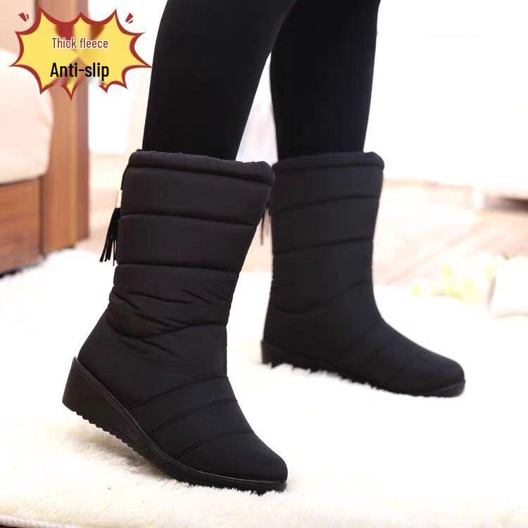 Women's Waterproof Mid-Calf Winter Boots - Non-Slip Thick Sole with Warm Velvet Lining, Plus Size Available