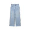 European and American Style, New Women's Clothing, Classic Crochet Splicing High-waisted Wide-leg Jeans 1889/153