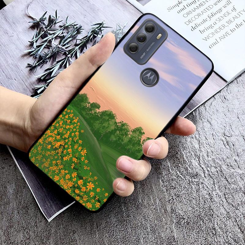 Hand Painted Flower Phone Case for Motorola Moto E32 E20 E40 G22 G52 G20 G30 G100 G60 G50 G10 GPure GStylus G9 One Action Macro