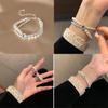 Glamorous Double Layer Pearl Bracelet With Classic Geometric Design For Women