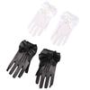 1 Pair Lace Girls' Formal Gloves Comfortable Nylon Fabric Mittens for Wedding Dresses and Special Occasions White/Black
