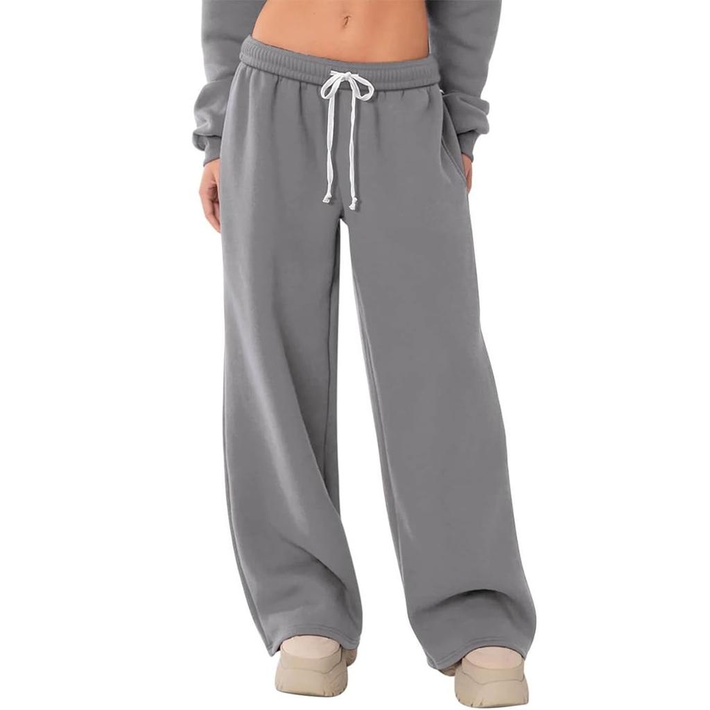 Women's High Waisted Wide Legs Pants Casual Drawstring Pants  Joggers With Pockets