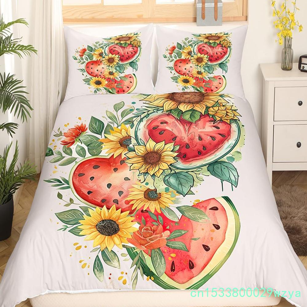 Red Pitaya Bettbezug King Queen Drachenfrucht Malerei Bettwäsche Set Tropische Früchte Bettbezug Moderne Kunst Weicher Bettbezug