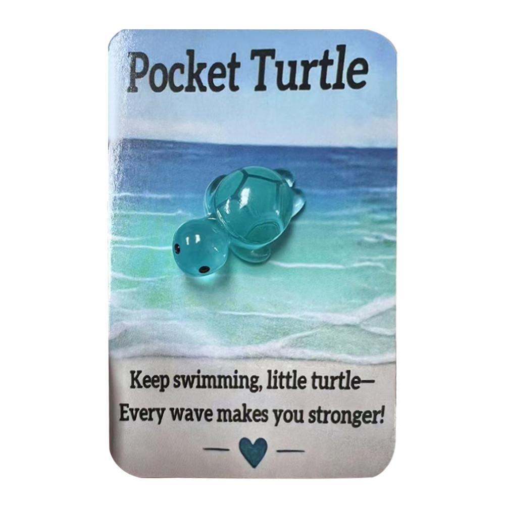 Animal Pocket Hug Gifts, Mini Resin Animal Hug Token, Cute Pocket Hug Turtle Keepsake with Positive Cards Encouragement Card