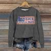 Ladies Fashion Casual Long Sleeve Printed Round Neck  Pullover Top