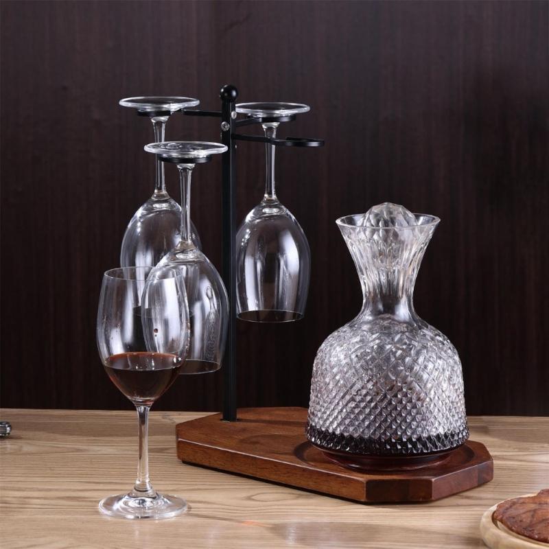 Wine Glass Storage Solution Wine Glass Rack With Decanter Tray Desktop Goblet Drying Rack for Home Kitchen Restaurant